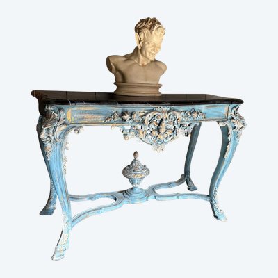 Console italienne avec mascarons et belle sculpture datant du 19e siècle 