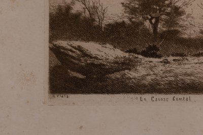 Etching by Eugène Viala - aquafortist from Aveyron
