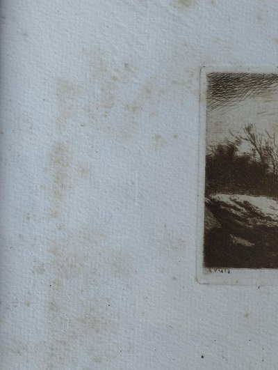Etching by Eugène Viala - aquafortist from Aveyron