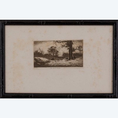 Etching by Eugène Viala - aquafortist from Aveyron