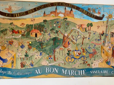 Poster project. Gouache, mid-20th century. Au Bon Marché Vaxelaire. Brussels.