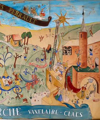 Poster project. Gouache, mid-20th century. Au Bon Marché Vaxelaire. Brussels.