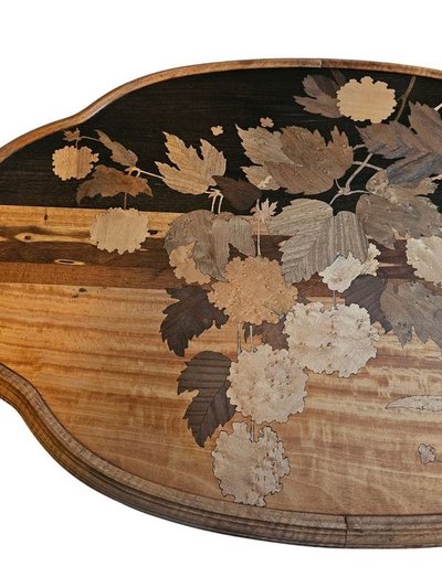 Emile Gallé Table à Thé Art nouveau "Viorne Boule de Neige et  Papillons"