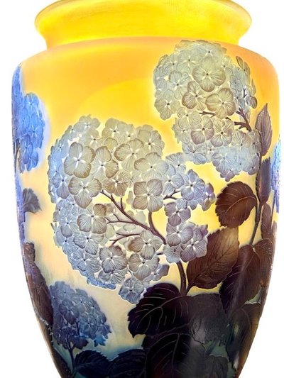 Emile Gallé Monumentale Jugendstil-Vase "Hortensien"