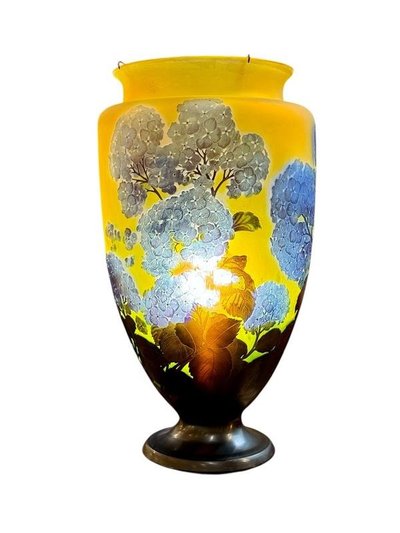 Emile Gallé Monumentale Jugendstil-Vase "Hortensien"