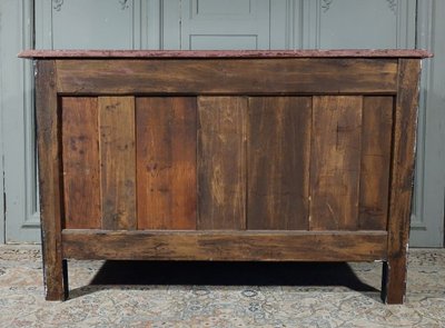 Cassettiera d'epoca Regency. Piano in finto marmo.