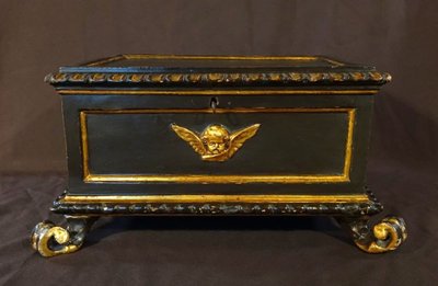 Large Italian Box / Cassone Lacquered And Gilded