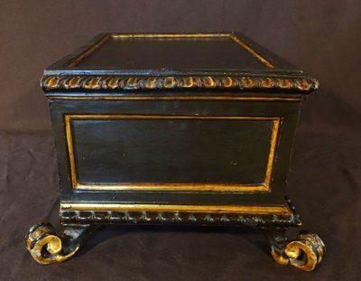 Large Italian Box / Cassone Lacquered And Gilded