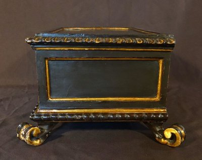 Large Italian Box / Cassone Lacquered And Gilded