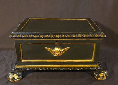 Large Italian Box / Cassone Lacquered And Gilded