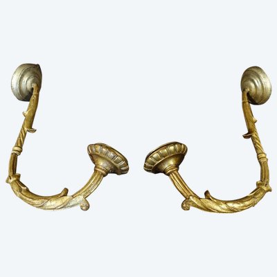Pair Of Golden Wooden Light Arms