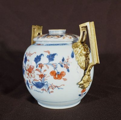 Imari Porcelain Covered Pot with Gilt Bronze Mounts