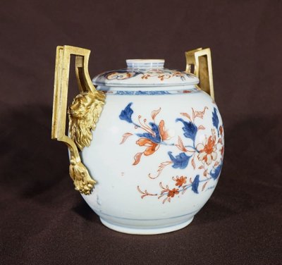 Imari Porcelain Covered Pot with Gilt Bronze Mounts