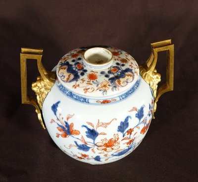 Imari Porcelain Covered Pot with Gilt Bronze Mounts
