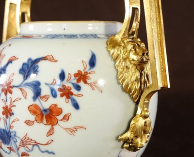 Imari Porcelain Covered Pot with Gilt Bronze Mounts