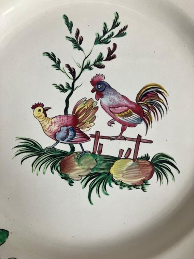 Assiette Coq Et Poule Les Islettes Faïence De l'Est