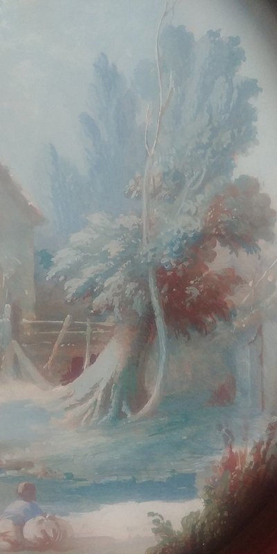 Gouache Lavandière Auprès d'Un Moulin à Eau (Lavandaia al mulino ad acqua)
