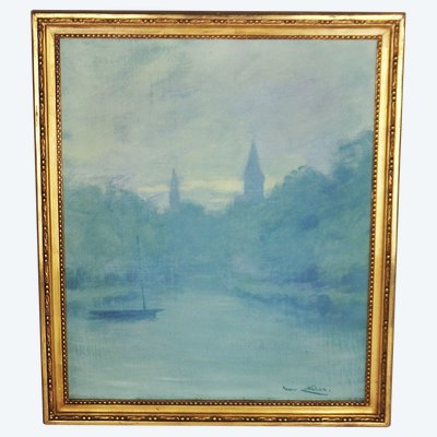 Paysage de rivière par Maurice Chabas