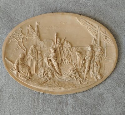 Coppia di bassorilievi in pietra calcarea pietrificata Louis Léopold Robert