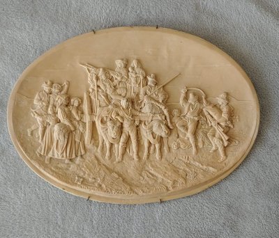 Coppia di bassorilievi in pietra calcarea pietrificata Louis Léopold Robert