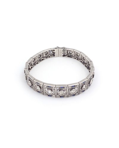 Bracciale Art Déco in argento con zaffiri e diamanti, Gioielli Art Déco