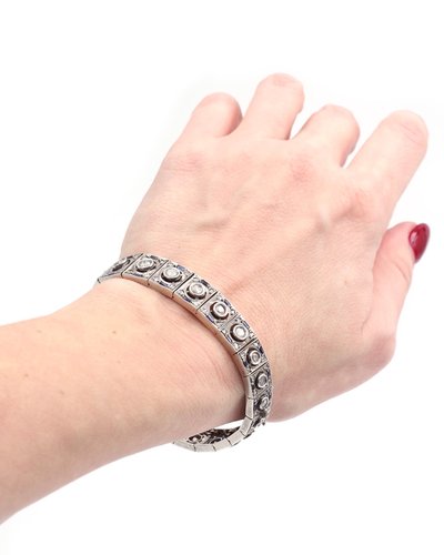 Bracciale Art Déco in argento con zaffiri e diamanti, Gioielli Art Déco