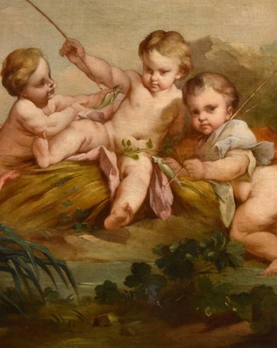 Putti En Pêcheurs, François Boucher (Paris, 1703 - 1770) école De 