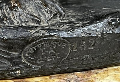 Thomas François Cartier : Monumental Groupe En Terre Cuite Patine Médaille / 76cm
