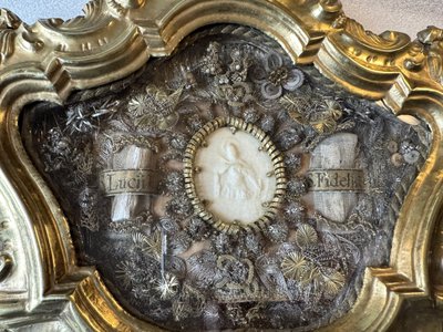 Reliquaire Rocaille Aux Deux Reliques - Début XIXe