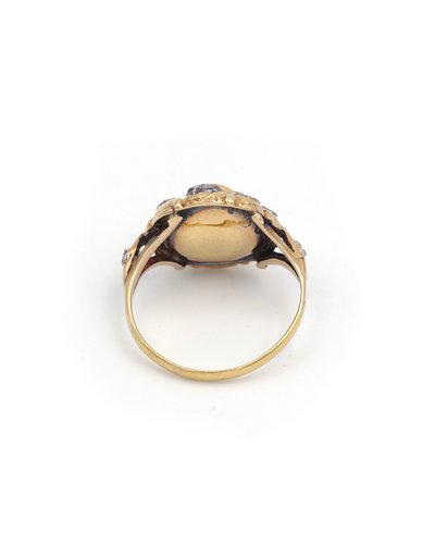 Bague Ibérique Fleur Diamants 18e En Or 18 Karats, Bague Espagnole, Bijou XVIIIe Siècle