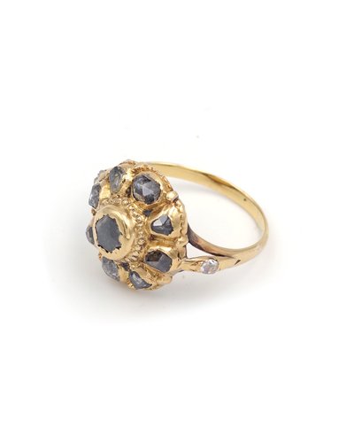 Bague Ibérique Fleur Diamants 18e En Or 18 Karats, Bague Espagnole, Bijou XVIIIe Siècle