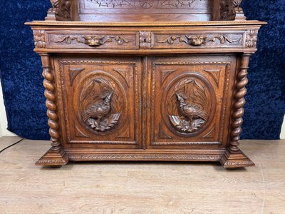 Buffet De Pavillon De Chasse Style Renaissance En Chêne Massif Vers 1850