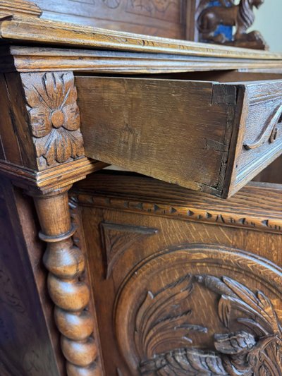 Buffet De Pavillon De Chasse Style Renaissance En Chêne Massif Vers 1850