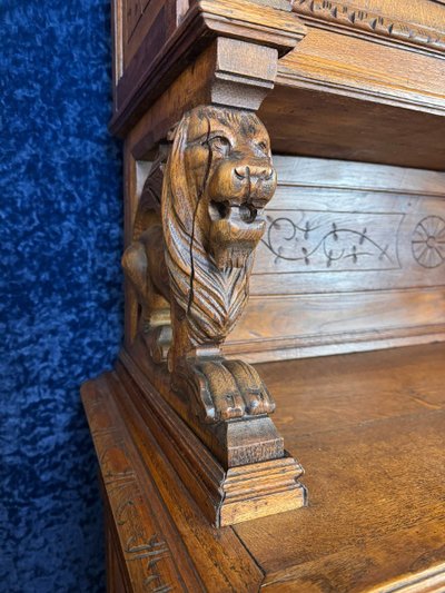 Buffet De Pavillon De Chasse Style Renaissance En Chêne Massif Vers 1850