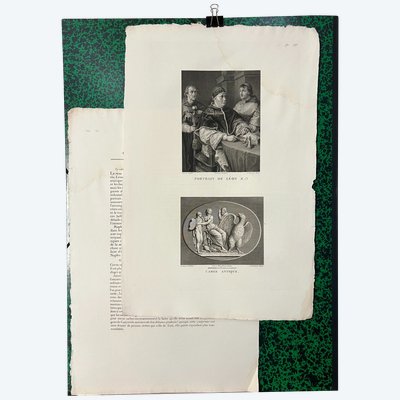Porträt von Leon X, Raffael, Antike Kamee Ganymed, Juno und Jupiter, Ätzradierung