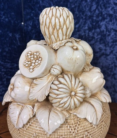 ceramic sculpture with fruit design signed ALESSI 1977