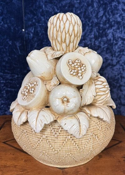 ceramic sculpture with fruit design signed ALESSI 1977