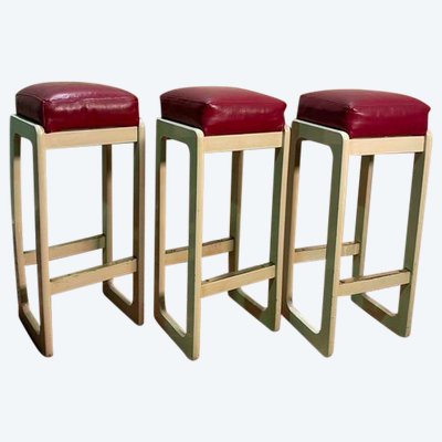 Suite de 3 tabourets de bar 1970 