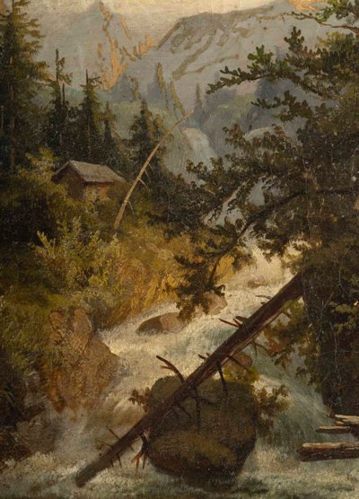 Dipinto ad olio su tela, sottobosco, fine XIX secolo