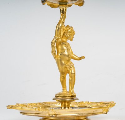 Coppia di candelieri in bronzo dorato e smalto cloisonné, fine XIX secolo