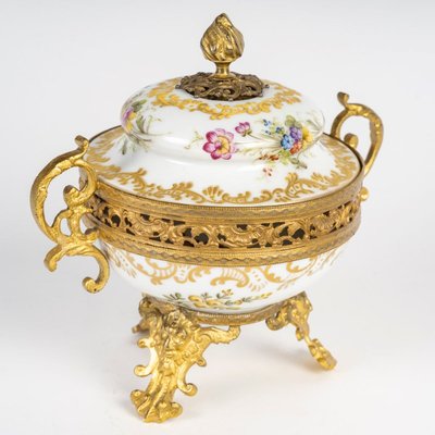A Porcelain and Gilt Bronze Incense Burner, Early 20th Century