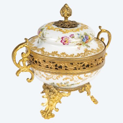A Porcelain and Gilt Bronze Incense Burner, Early 20th Century