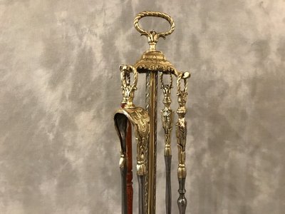 Beautiful 19th century iron and bronze mantelpiece in the Louis XVI style