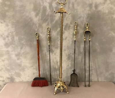 Beautiful 19th century iron and bronze mantelpiece in the Louis XVI style
