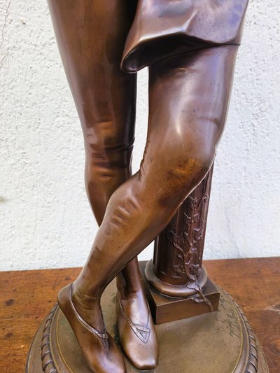 Paul Dubois, Il cantore fiorentino del XV secolo, bronzo firmato, XIX secolo