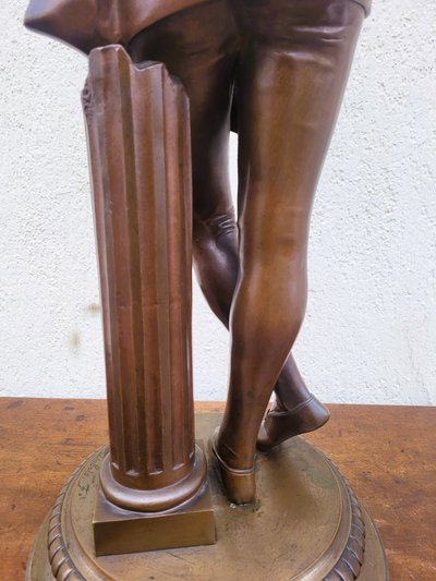 Paul Dubois, Il cantore fiorentino del XV secolo, bronzo firmato, XIX secolo