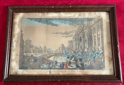 Large pair of mid 18th century antique optical views circa 1740