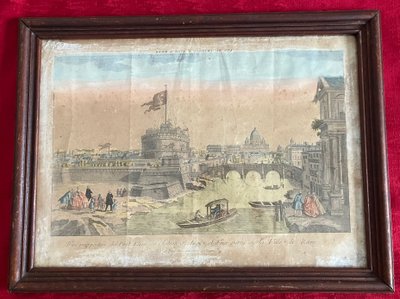 Large pair of mid 18th century antique optical views circa 1740