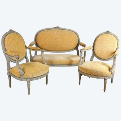 Salon en bois laqué style Louis XVI