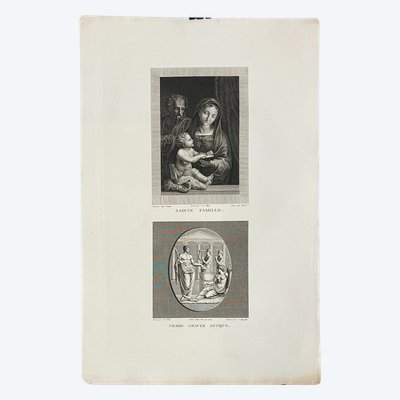 Sainte Famille, Jules Romain, Sacrifice to the Earth Antique engraved stone Etching